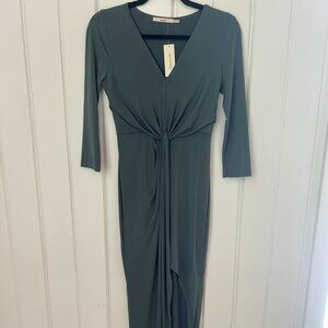 NWT Francesca's Ariana Twist Front Midi Dress (S - Olive)